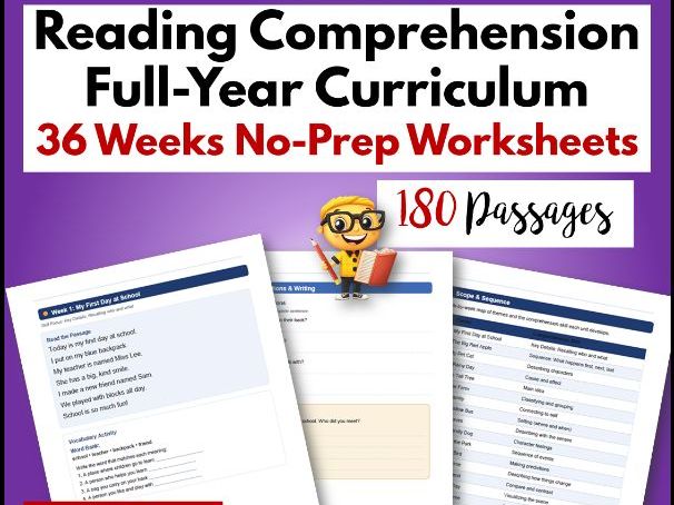 Grade 6 Yearlong Reading Comprehension Curriculum | 180 Worksheets
