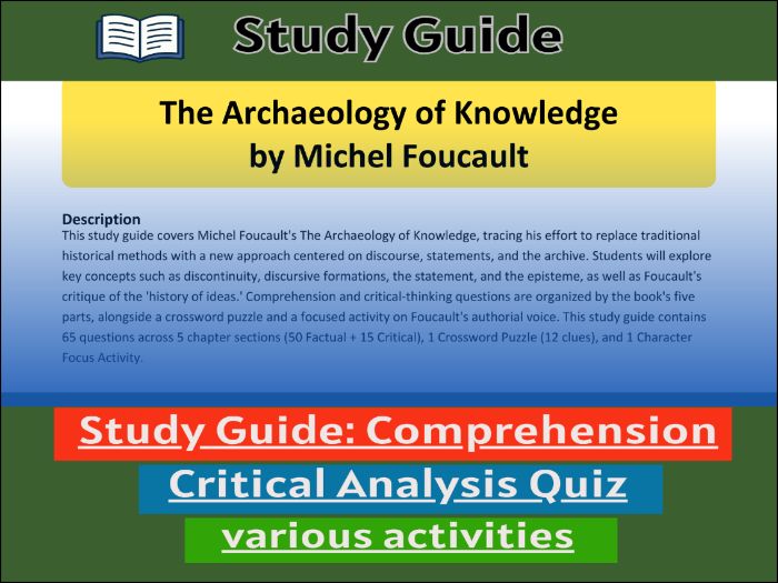 The Archaeology of Knowledge, study guide & Activities