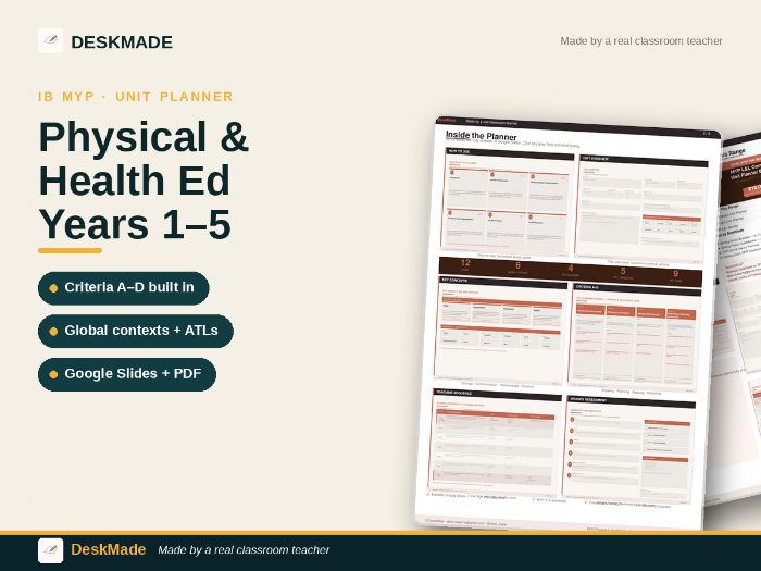 Years 1–5 Physical & Health Education Unit Planner | IB MYP | Enhanced 2027
