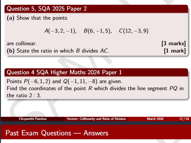 Vectors: Collinearity and Ratio of Division