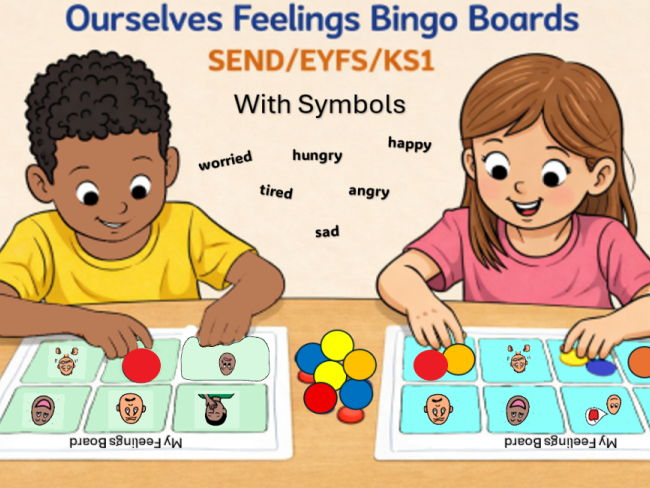 Ourselves Feelings Bingo Boards + Symbols