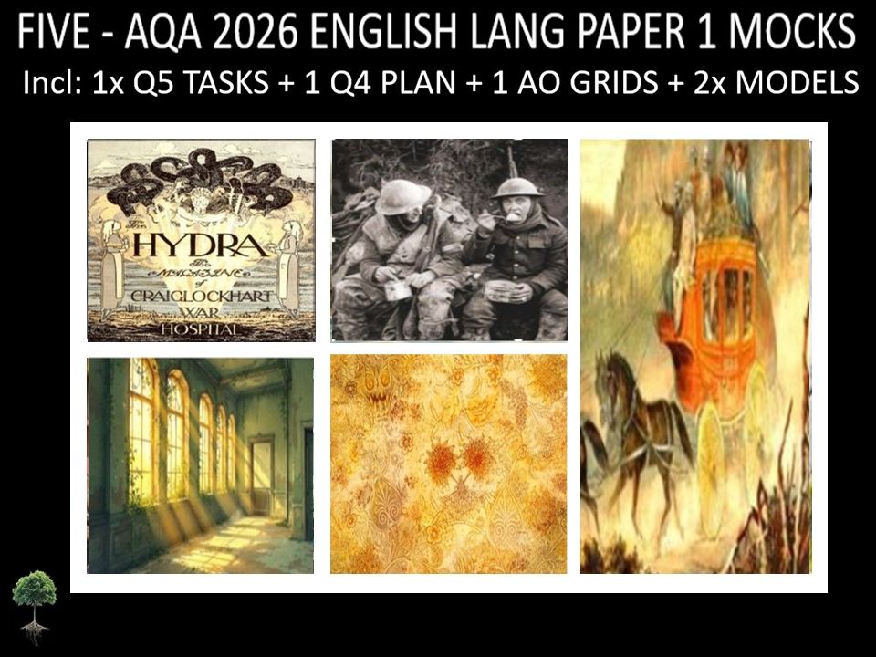 FIVE - AQA PAPER 1 | 2026 FULL MOCKS | Q5 TASKS | Q4 PLAN |AO GRIDS | MODELS