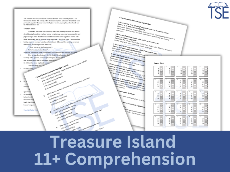 11+ GL English Comprehension Paper - Treasure Island - Multiple Choice 11 plus