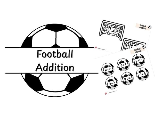 Football 1 Digit Addition (Crossing the tens boundary)