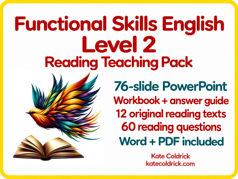 Functional Skills English Level 2 Reading – PowerPoint, Workbook and Answers