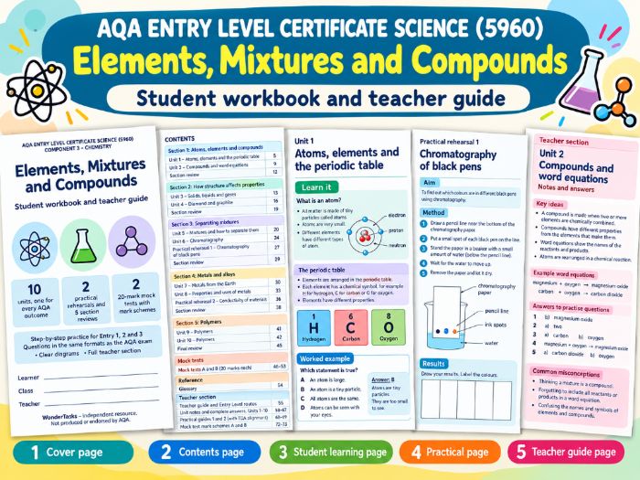 AQA ELC Science 5960 Component 3 Chemistry Workbook & Teacher Guide | Entry Levels 1–3