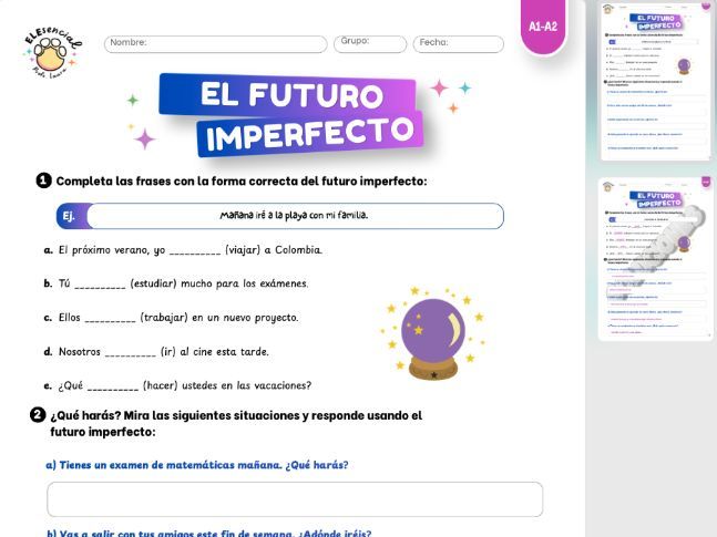 Spanish Future Tense Worksheet (El Futuro Imperfecto)