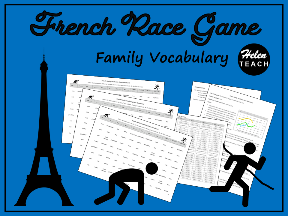 French Family Vocabulary Race Game Differentiated