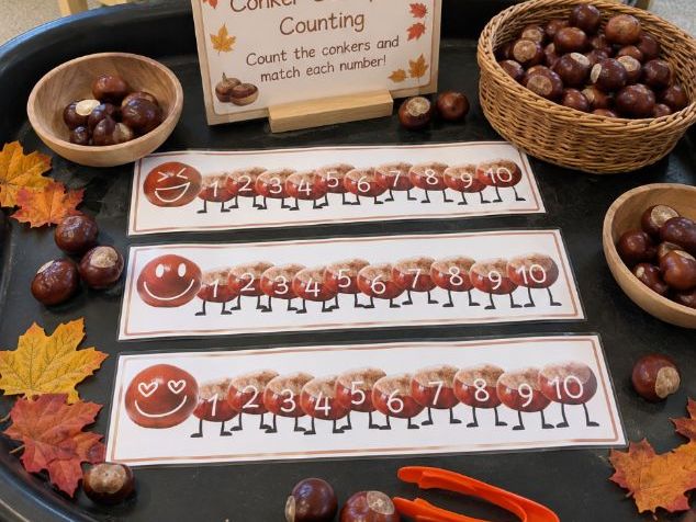 Conker Caterpillar Number Lines 1-10 | Autumn Counting | EYFS Maths