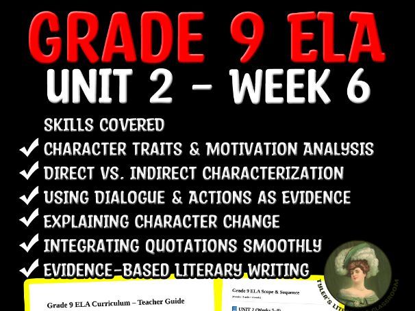 Grade 9 ELA Unit 2 Week 6 | Characterization & Text Evidence in Short Stories