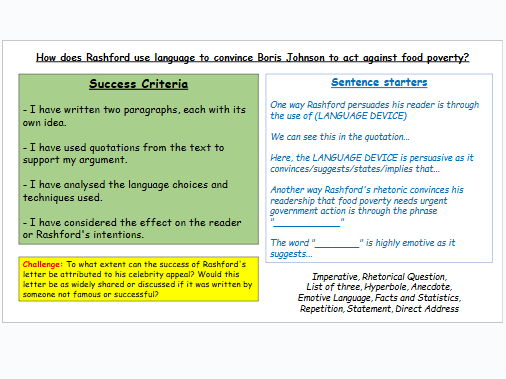 AQA GCSE English Language Paper 2: Football: Marcus Rashford: Question 2 and Question 4