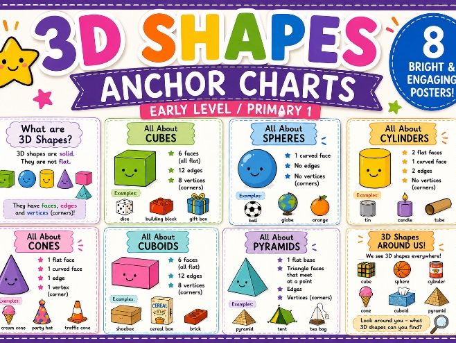 3D Shapes Early Level Anchor Charts