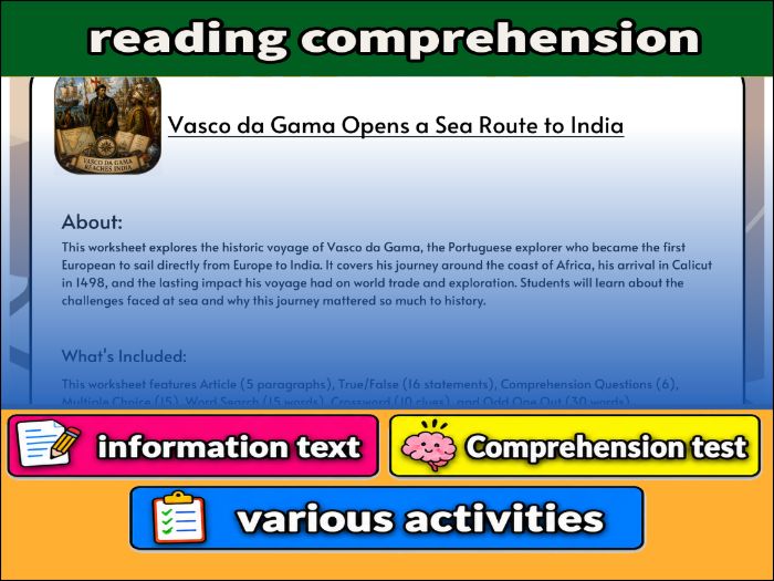 Vasco da Gama Opens a Sea Route to India - Reading Comprehension & Activities