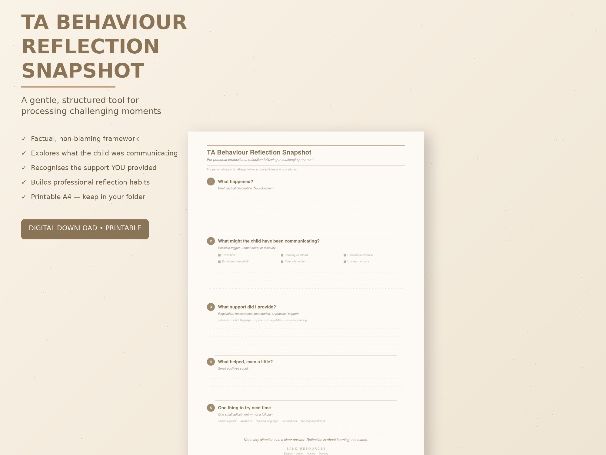 Behaviour Reflection Snapshot for Teaching Assistants | After the Incident Reflection Tool