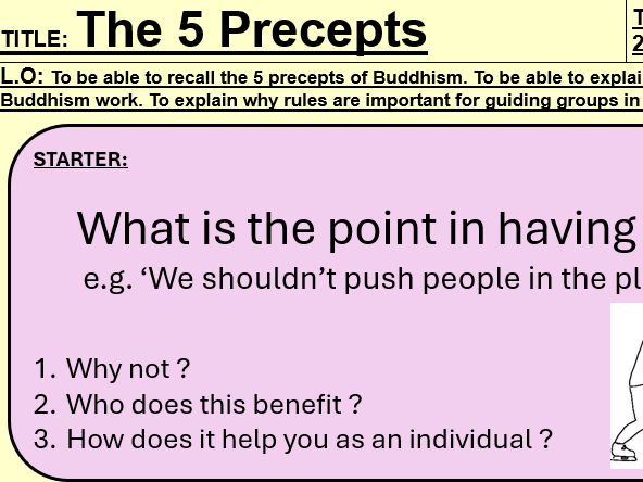 The 5 Precepts - KS3 Buddhism - Religious Studies