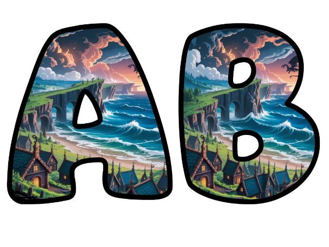 Viking Dragon Adventure Classroom Display Lettering Set | Upper & Lowercase Letters, 0-9 and Signs