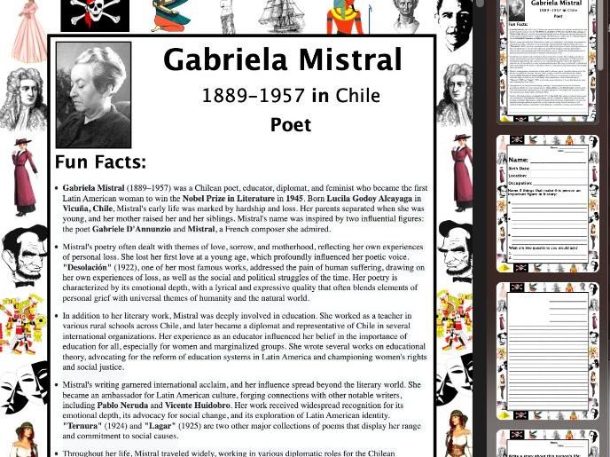 Gabriela Mistral PACKET & ACTIVITIES, Important Historical Figures Series