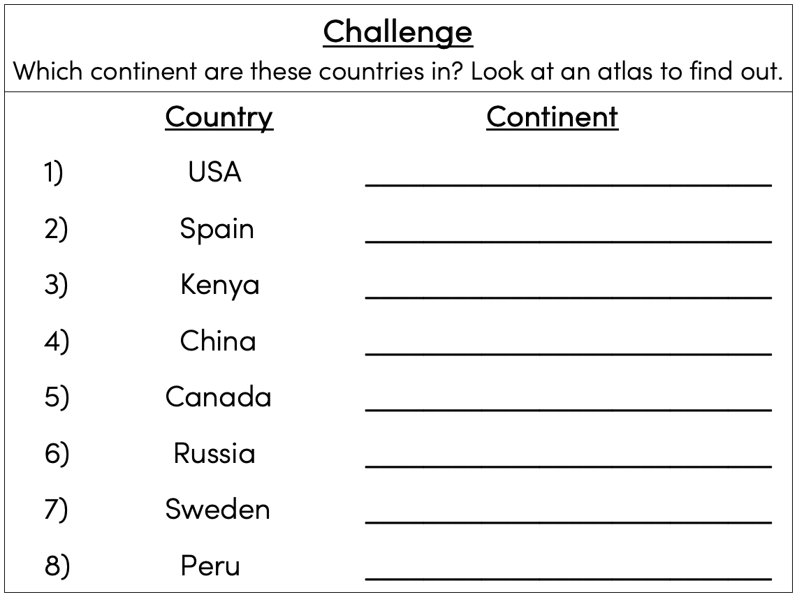 Continents and Oceans of the World - KS200 & KS20 - presentation and Intended For Country Report Template Middle School