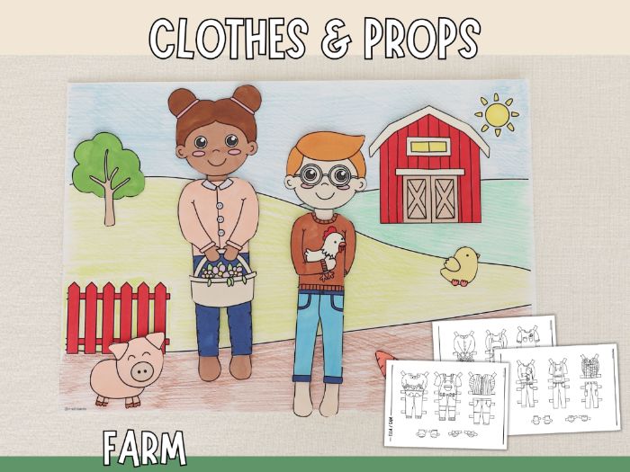 Farm Life Paper Doll Expansion Set – Clothes, Props & Play Background!