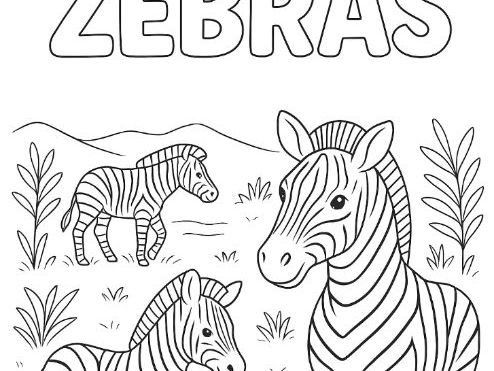 Zebras Animals Colouring Page