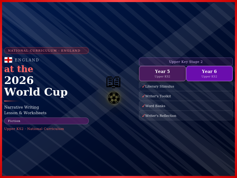 England at the 2026 World Cup | Narrative Writing Lesson and Worksheets | Upper KS2 | Year 5 and 6