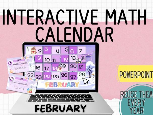 February Interactive Maths Calendar| Daily Maths Challenges | PowerPoint (KS2)