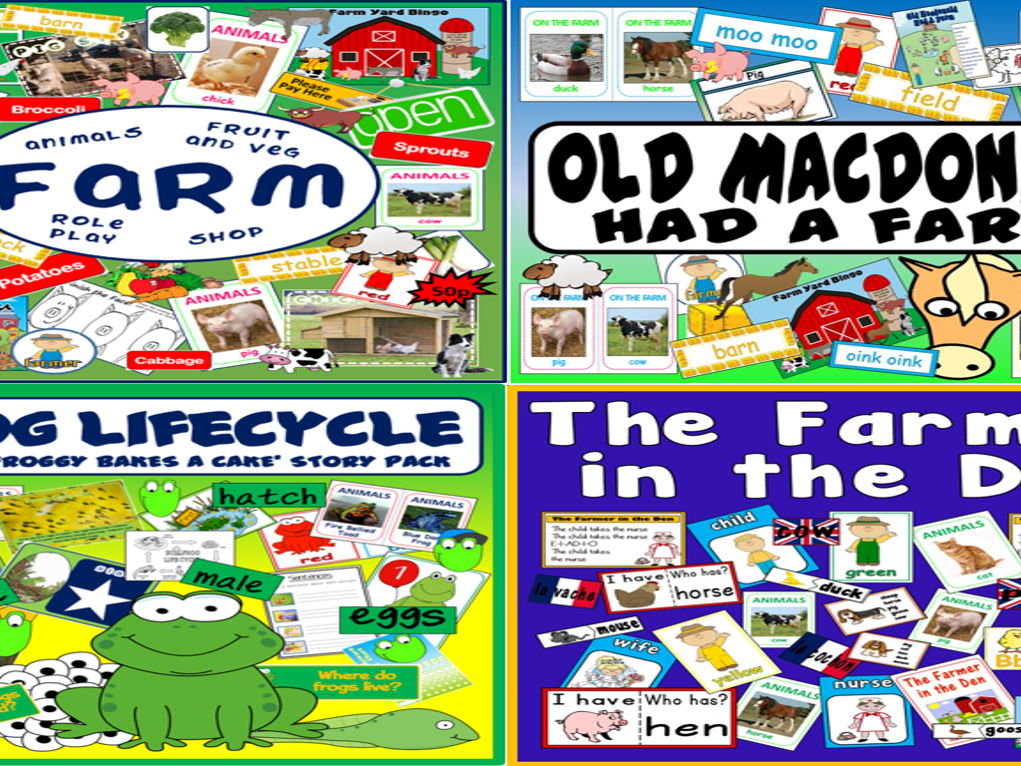 *ANIMALS BUNDLE* SCIENCE - FARM SHOP, ROLE PLAY, FARMER IN THE DEN, OLD MACDONALD, FROG LIFECYCLE - EARLY YEARS, KEY STAGE 1-2