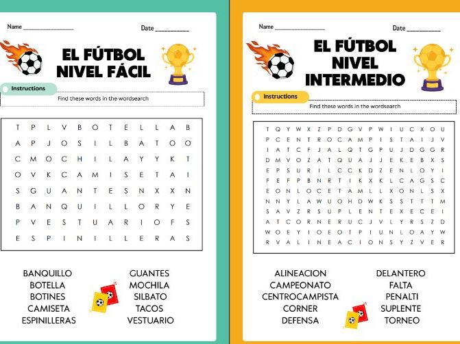 Spanish Football Word Search Bundle