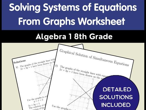 Solving Systems of Equations From Graphs Worksheet | Algebra 1 8th Grade