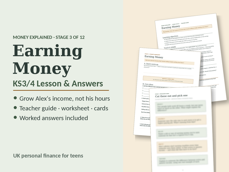 Earning Money KS3/4 Lesson and Answers