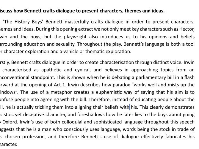 Edexcel Lang/Lit ‘The History Boys’ essay