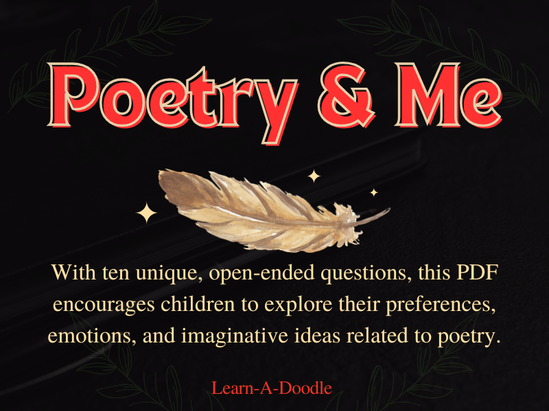 Poetry & Me: A Creative Quiz ~ World Poetry Day, 21 March! Printable Pages