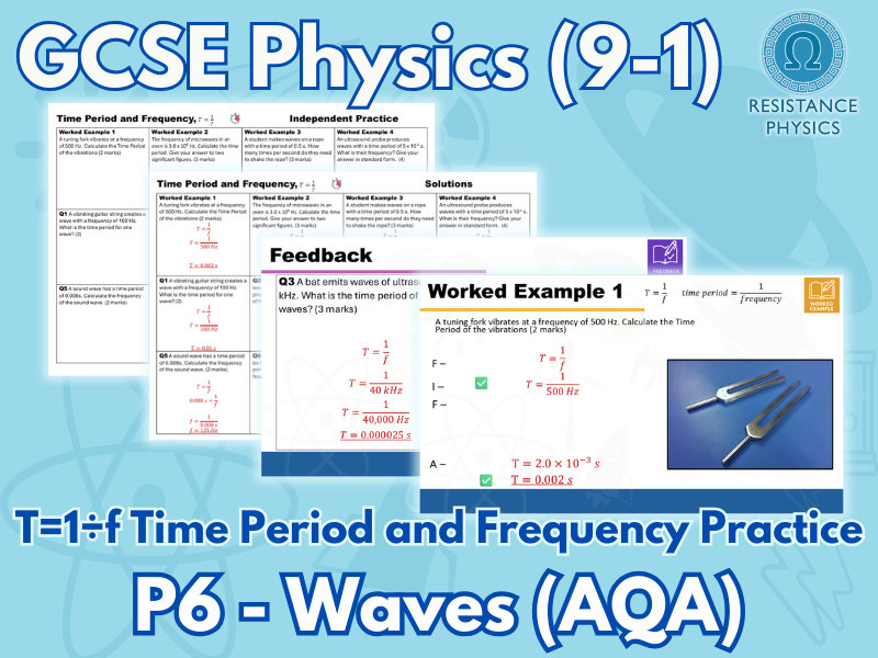 GCSE Physics - Time Period and Frequency, T=1÷f - Practice Calculations Worksheet with Answers