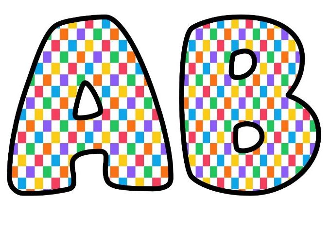 Mini Bright Checks Bubble Letters | Patterned Bulletin Board Letters | Classroom Display Pack
