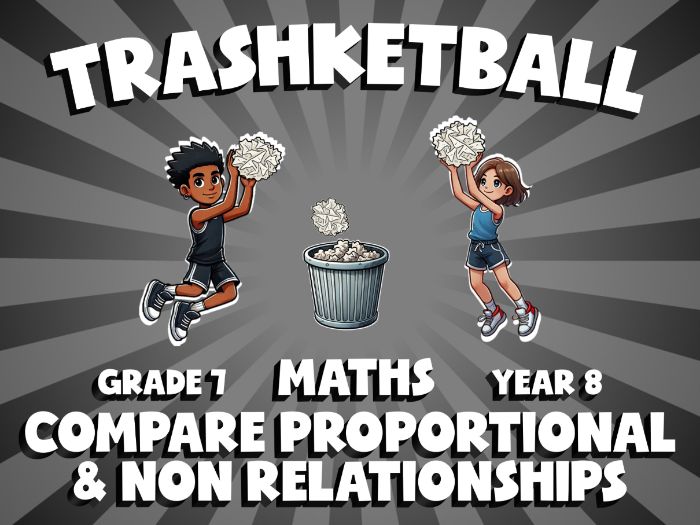 Compare Proportional & Non Relationships TRASHKETBALL Maths Game | No-Prep Year 8 Review Activity