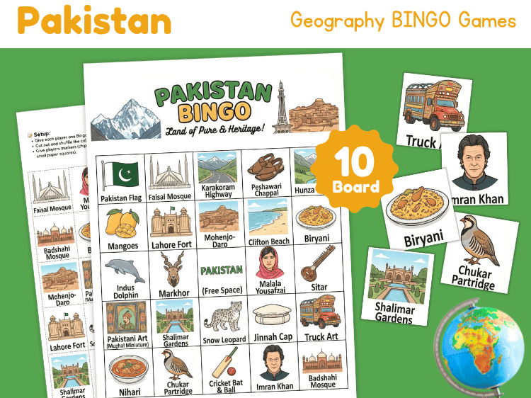 Pakistan Geography Bingo Game | Country Study & Culture Activity