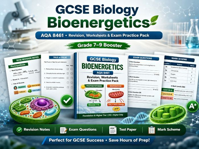 GCSE Biology Bioenergetics AQA 8461 Revision Worksheets and Exam Practice Pack