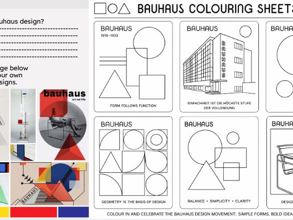 Design cover colouring sheet Bauhaus