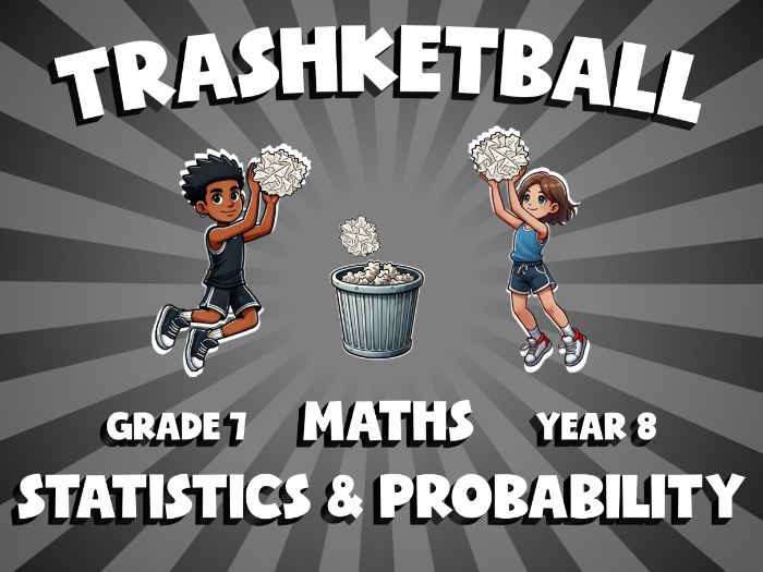 Statistics & Probability TRASHKETBALL Maths Game | No-Prep Year 8 Review Activity