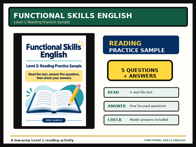 Functional Skills English Level 2 Reading Practice Sample | Free UK Worksheet with Answers