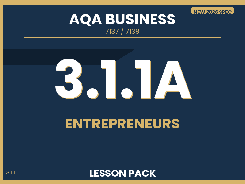 NEW 2026 AQA AS & A-Level Business 7137/7138 – 3.1.1A Entrepreneurs – LESSON PACK