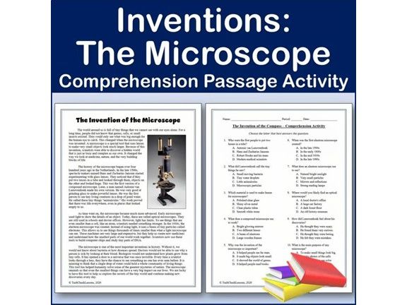 Inventions: The Microscope - Reading Comp Passage & Activity | Editable