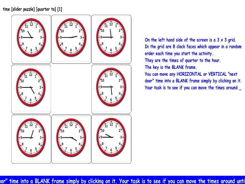 time [slider puzzle] [quarter to]