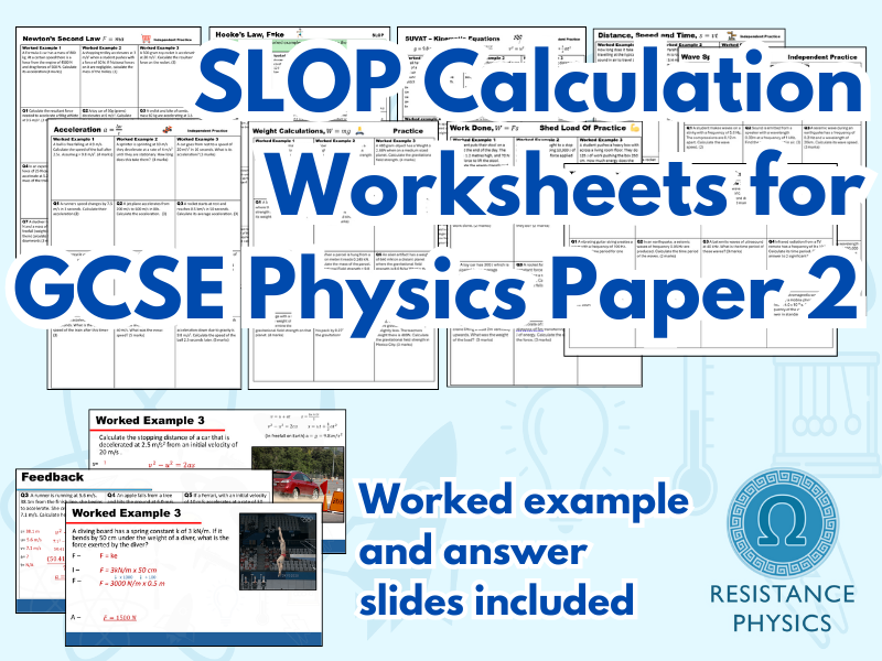 GCSE Physics Paper 2 Equation Megapack - 9 SLOP Worksheets