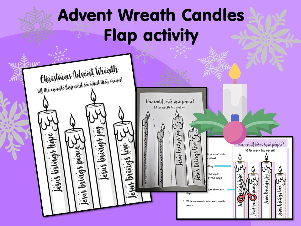 Advent wreath Candles lift up the flaps activity for Christmas