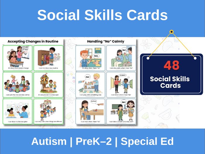 Social Skills Cards for Kids with Autism | 48 Visual Supports