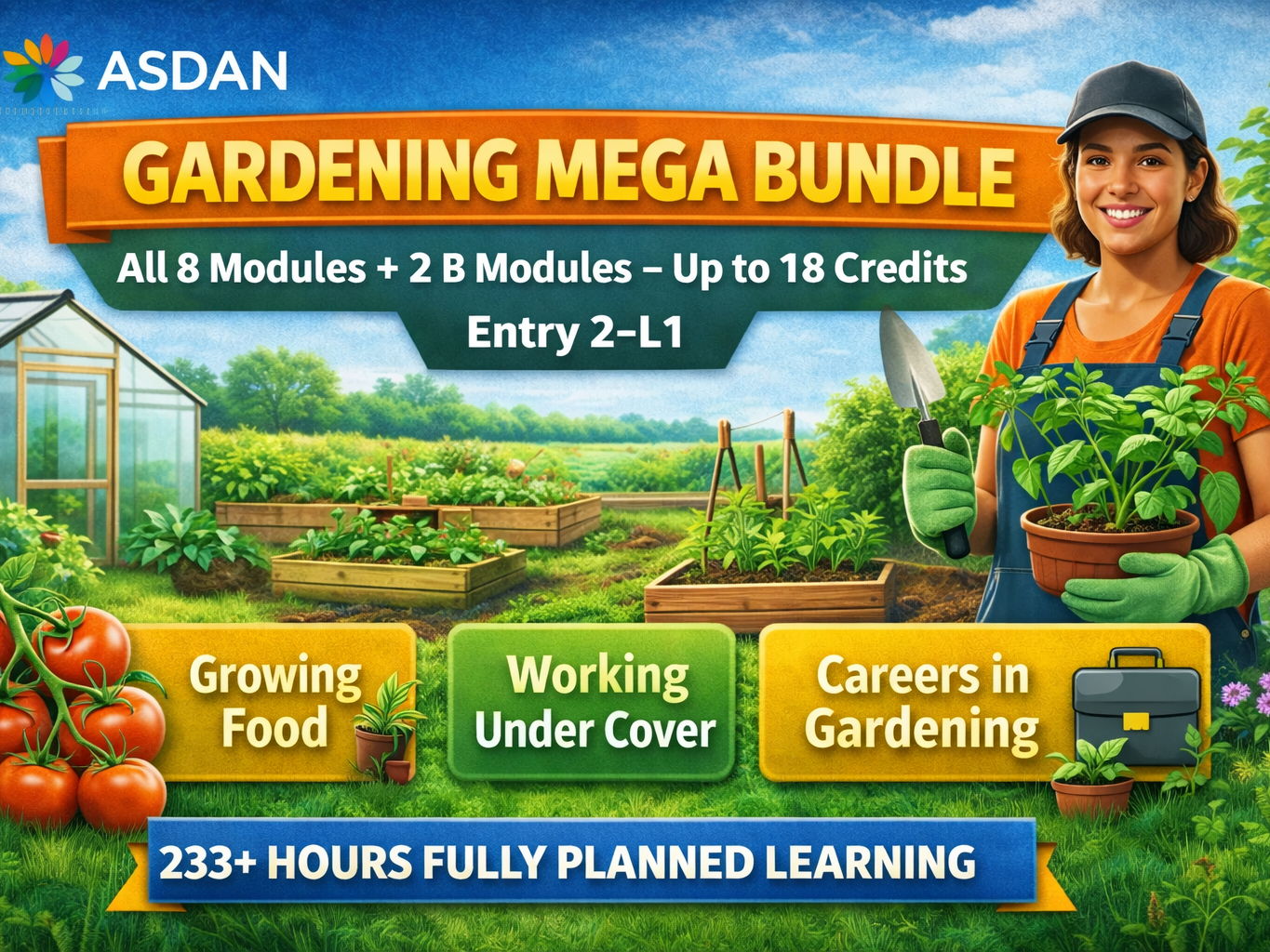 ASDAN Gardening MEGA BUNDLE – All 8 Modules + B Modules | Up to 18 Credits | 235+ Hours | Entry 2–L1