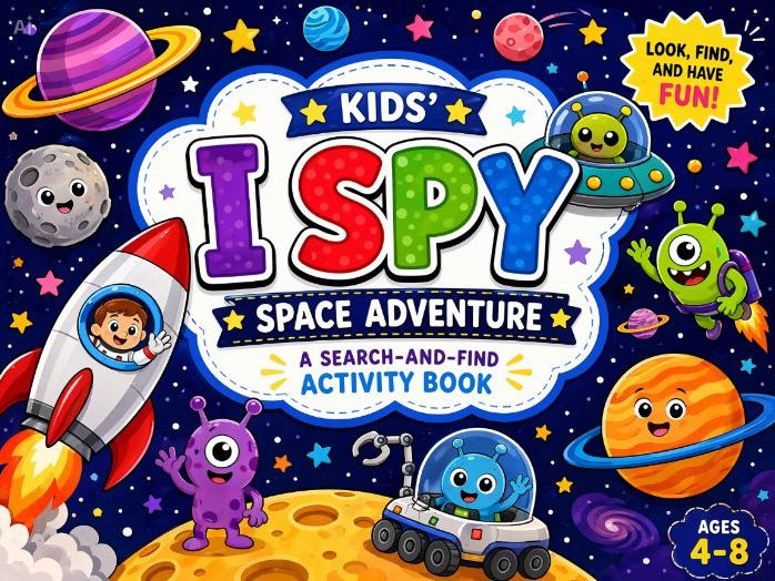 Space I Spy Activity Pages for Kids – Printable Space Theme Hidden Objects Game