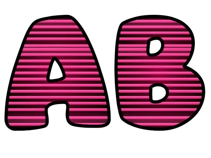 Thin Neon Pink Stripes Alphabet Letters | Classroom Bulletin Board Display, A-Z 0-9 and Signs