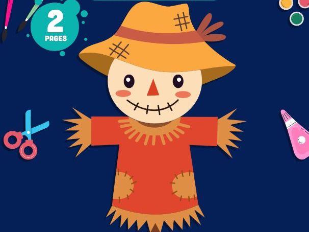 Build a Scarecrow Craft, Fall Paper Craft for Kids, Autumn Cut and ...